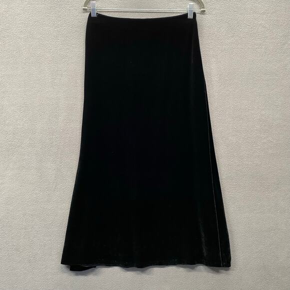 Vtg Club Monaco Silk Blend Velvet Maxi Skirt 10 Black Witchy Whimsigoth Luxe - Picture 1 of 10